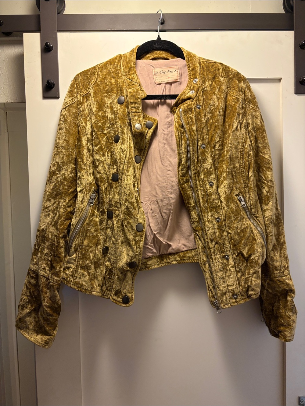 We The Free Crushed Velvet Jacket in Mustard